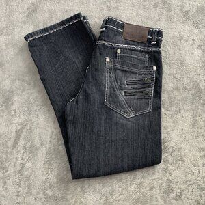 Reventon Denim Jeans Womens 32x28” Black Straight Leg Thick Stitch Grunge Y2K